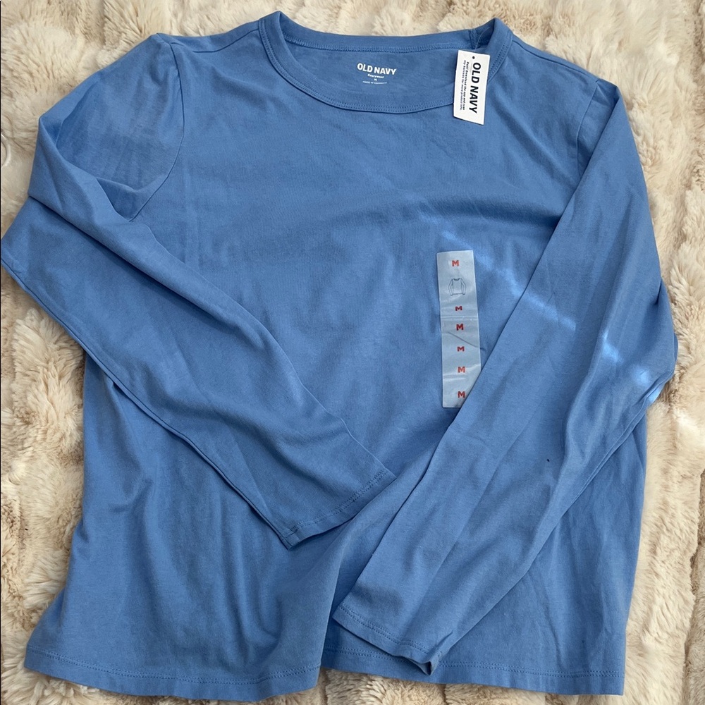 Old Navy Women's Slate Blue Long-Sleeve Crewneck Top